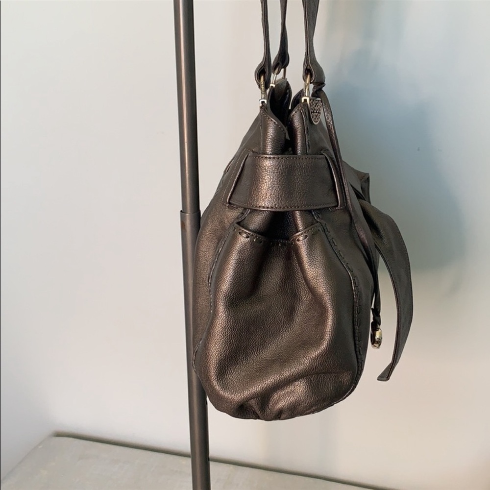 BRIGHTON PEWTER GRAY SILVER LEATHER SHOULDER BAG - Picture 10 of 13